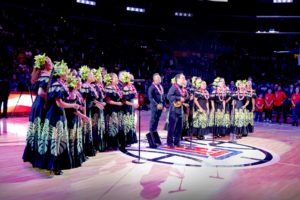 Daniel Ho, backed by a hula halau, gave a beautiful rendition of the National Anthem.